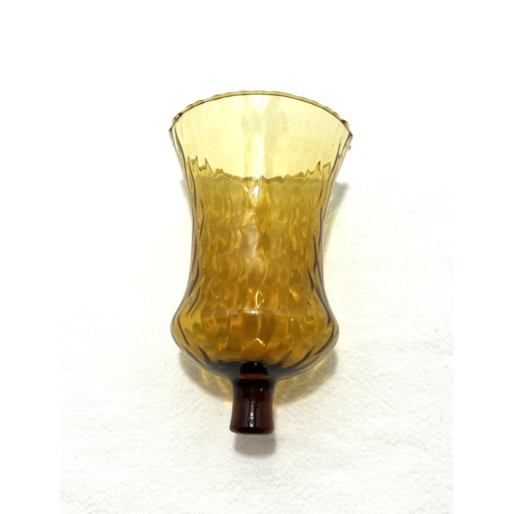 Vintage Amber Glass Votive Candle Cup Peg Fluted Honeycomb Retro Cottage Boho